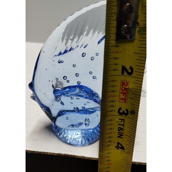 Blown Glass Blue Angel Fish Figurine paper weight. Controlled Bubble 4" tall - Picture 6 of 6